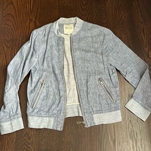 Madewell denim linen bomber style jacket xs